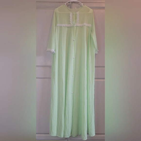 Vintage Lorraine Lime Green Sheer Lingerie Robe - Picture 1 of 7